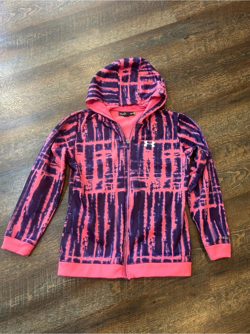 Under Armour Girls' Pink and Purple Tie-Dye Zip Hoodie
